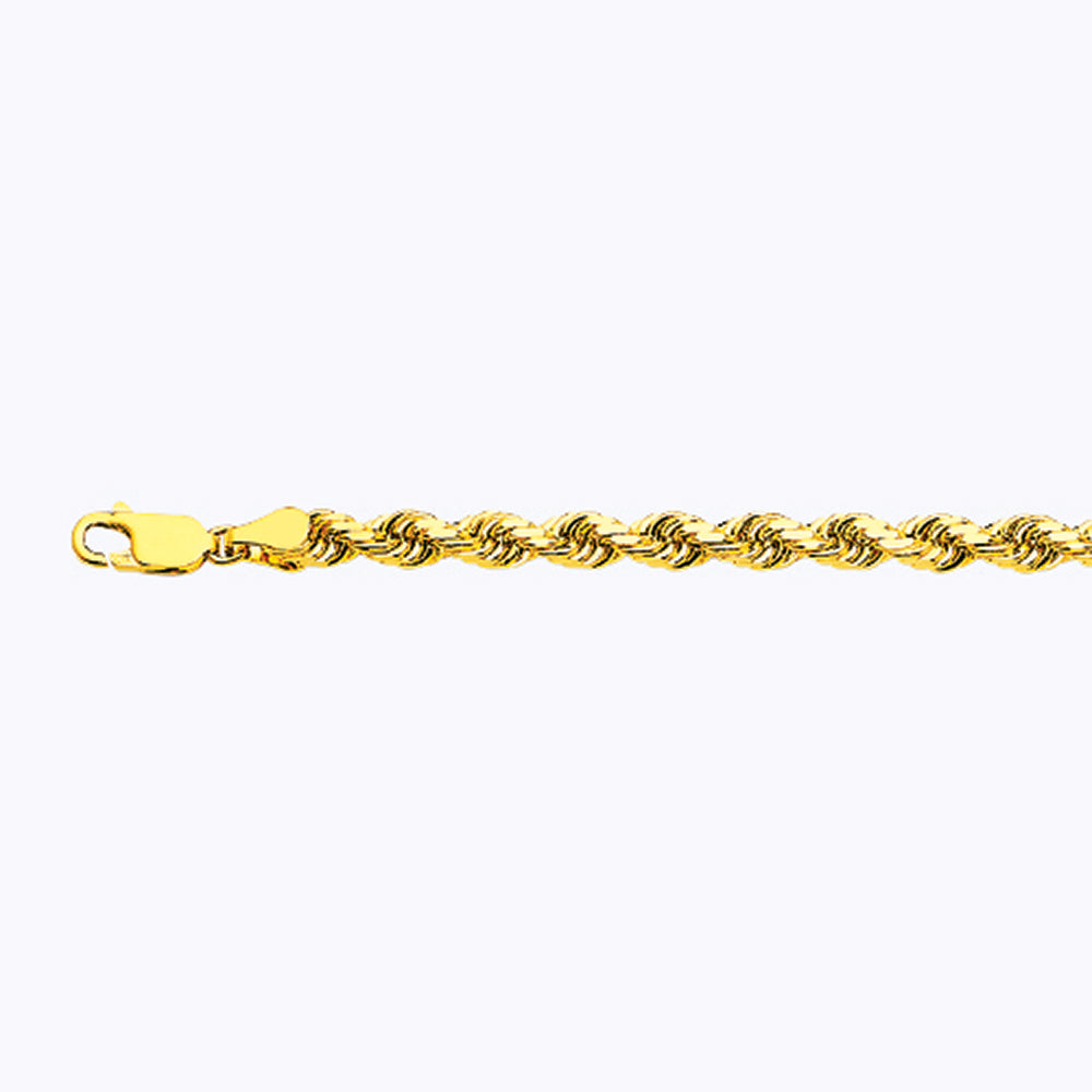 18K 5MM YELLOW GOLD SOLID DC ROPE 22" CHAIN NECKLACE (AVAILABLE IN LENGTHS 7" - 30")