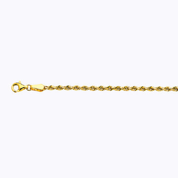 18K 2.5MM YELLOW GOLD SOLID DC ROPE 7" CHAIN BRACELET (AVAILABLE IN LENGTHS 7" - 30")