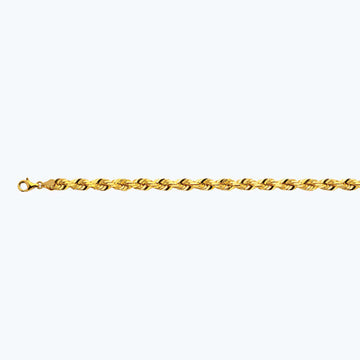 14K 6MM YELLOW GOLD SOLID DC ROPE 8.5" CHAIN BRACELET (AVAILABLE IN LENGTHS 7" - 30")