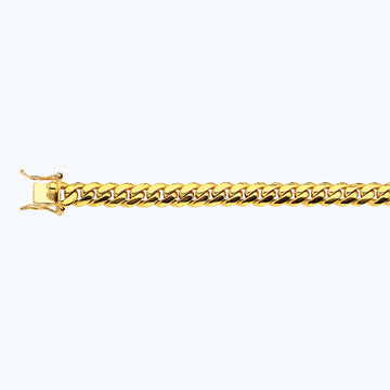 18K 9MM YELLOW GOLD SOLID MIAMI CUBAN 7.5" CHAIN BRACELET (AVAILABLE IN LENGTHS 7" - 30")