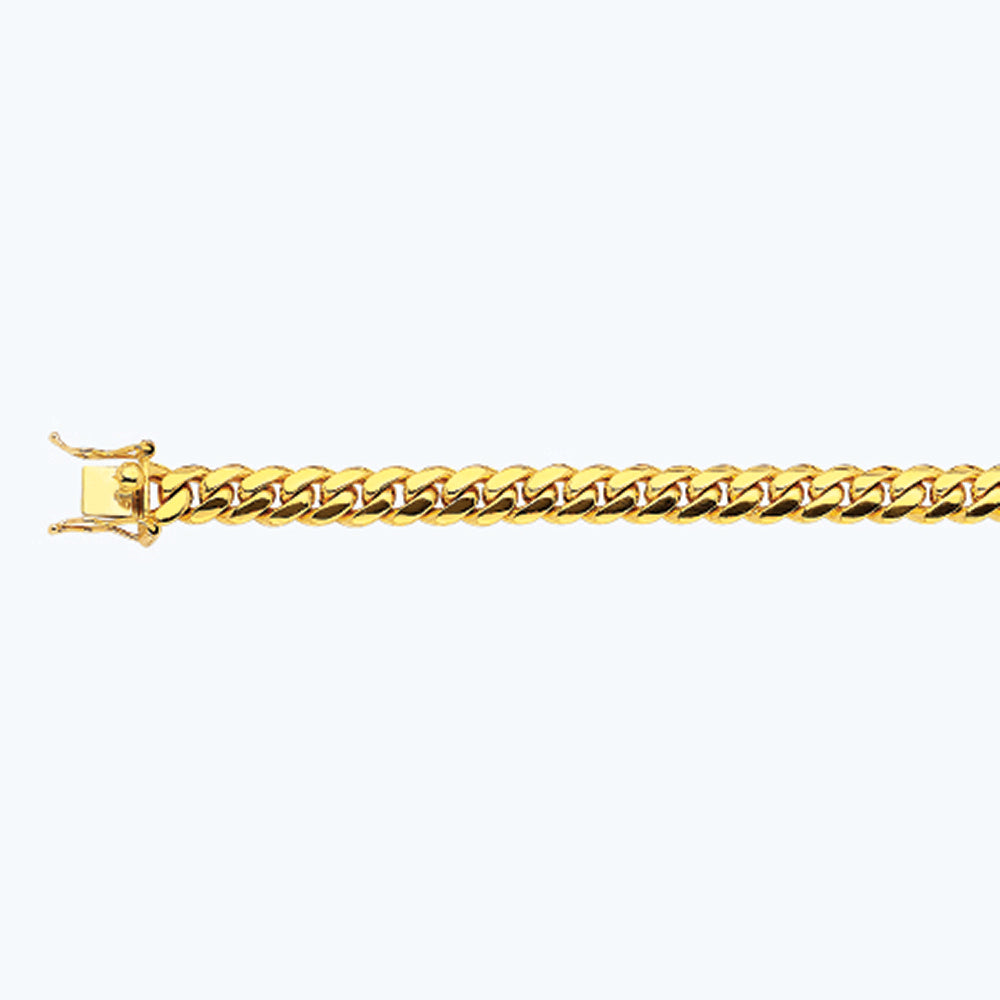 18K 8MM YELLOW GOLD SOLID MIAMI CUBAN 8.5" CHAIN BRACELET (AVAILABLE IN LENGTHS 7" - 30")