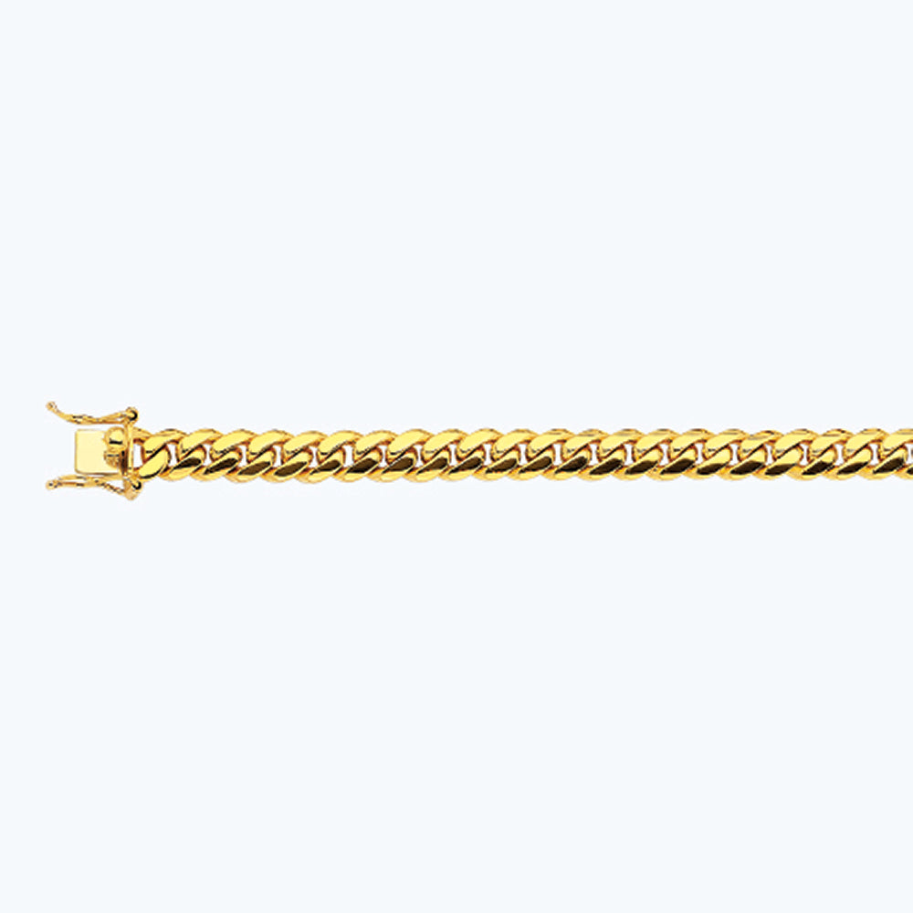 18K 7MM YELLOW GOLD SOLID MIAMI CUBAN 18" CHAIN NECKLACE (AVAILABLE IN LENGTHS 7" - 30")