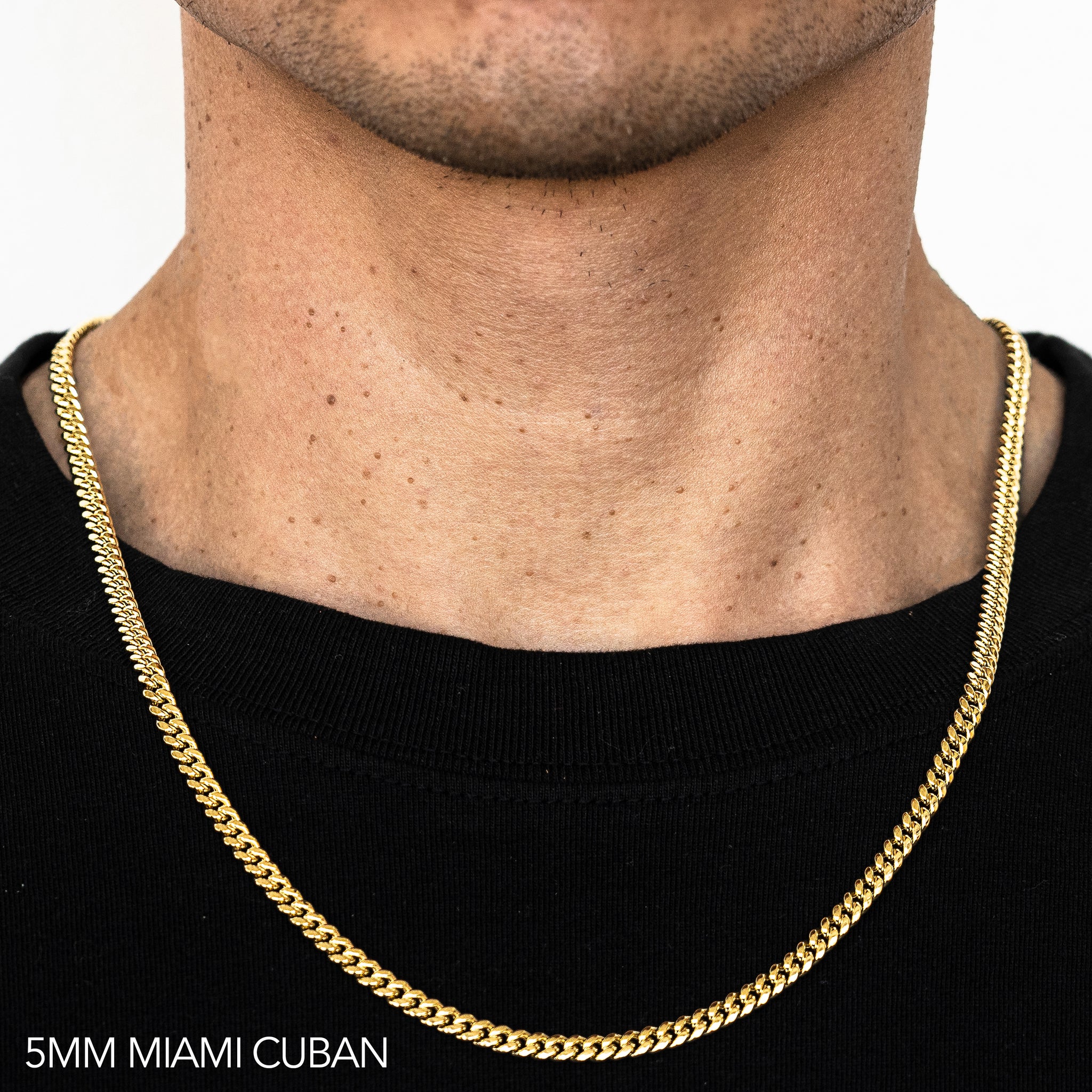 18K 5MM YELLOW GOLD SOLID MIAMI CUBAN 28" CHAIN NECKLACE (AVAILABLE IN LENGTHS 7" - 30")