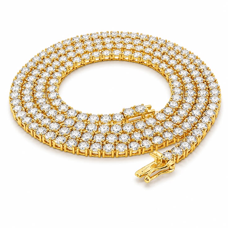Diamond Tennis Chain Yellow Gold