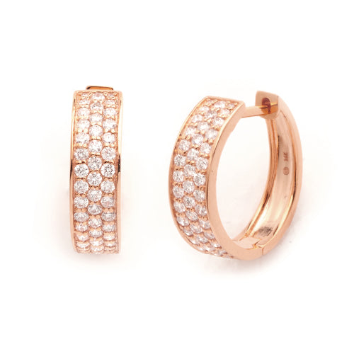 14KR 0.65CTW DIAMOND PAVE HOOP EARRING HUGGIES