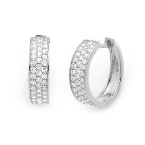 14KW 0.65CTW DIAMOND PAVE HOOP EARRING HUGGIES