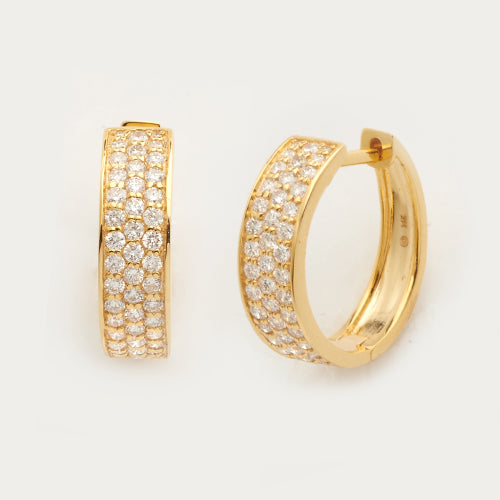 14KY 0.65CTW DIAMOND PAVE HOOP EARRING HUGGIES