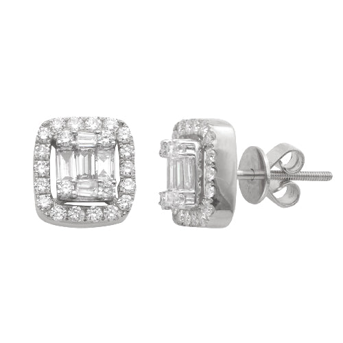 Round and Baguette Diamond Square Cluster
