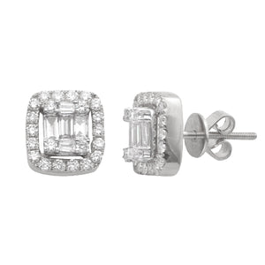 Round and Baguette Diamond Square Cluster