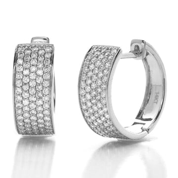 14KW 1.00CTW DIAMOND PAVE HOOP EARRING HUGGIES