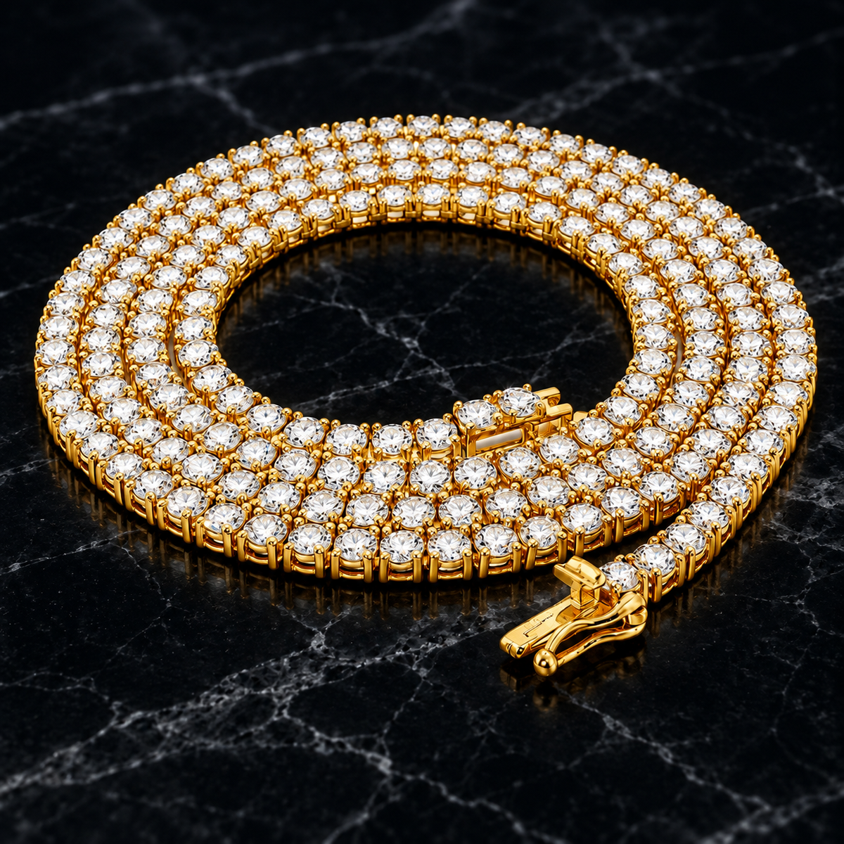 Diamond Tennis Chain Yellow Gold