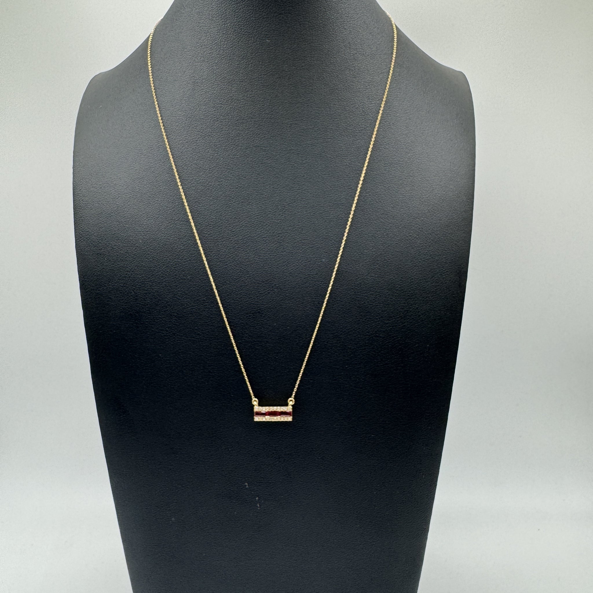 14k Gold Ruby and Diamond Necklace