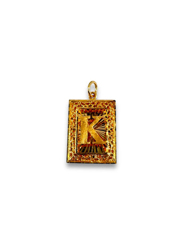 18k Medium Rectangle Letter Pendants