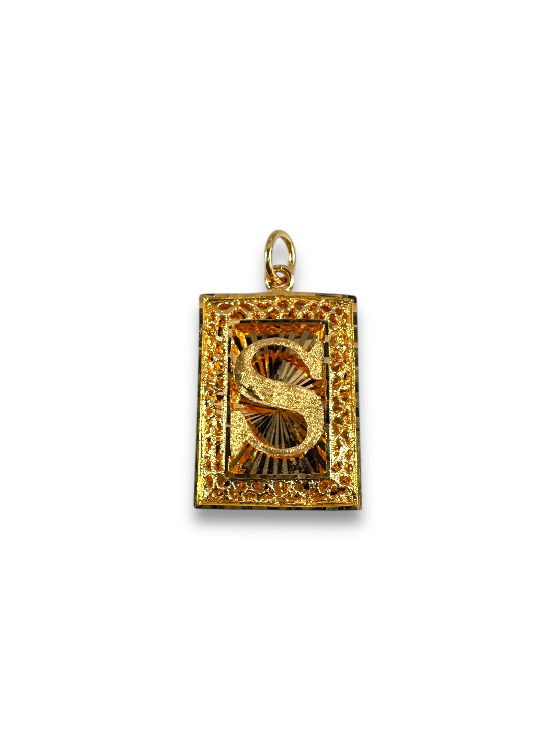 18k Medium Rectangle Letter Pendants