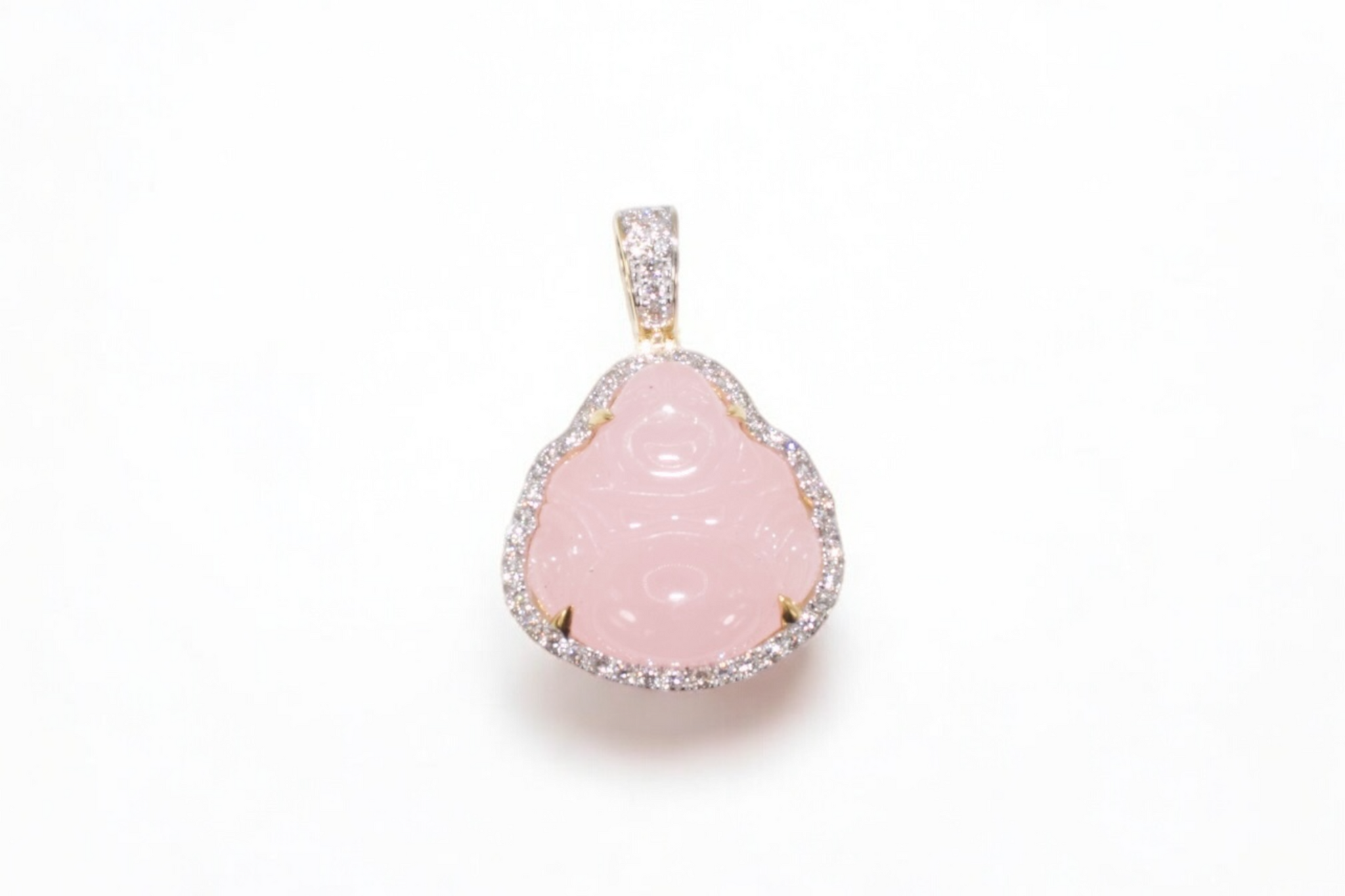 Pink Jade Buddha Diamond Pendant