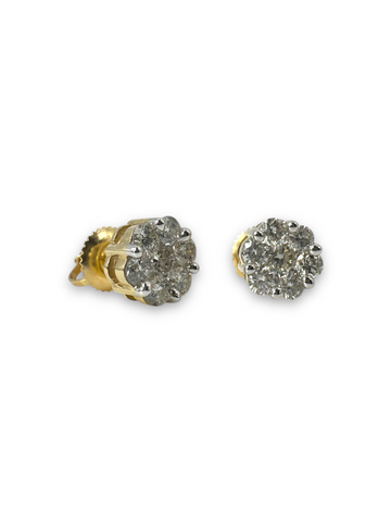 1ct Diamond Flower Cluster Earrings