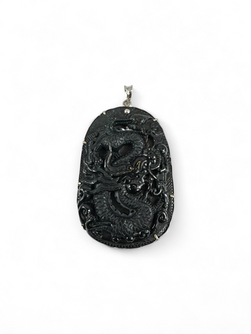 Grade A Black Jade Dragon Pendant